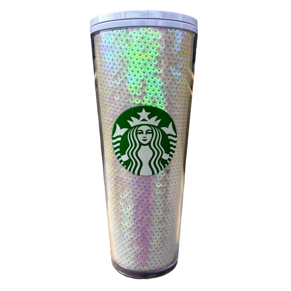 Starbucks White Sequin 24oz Cold Cup Tumbler